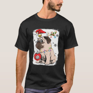 Pitbull Christmas Decorations Pajama Santa Hat Tre T-Shirt