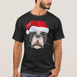 Pitbull Christmas Dog Wearing Santa Hat T-Shirt