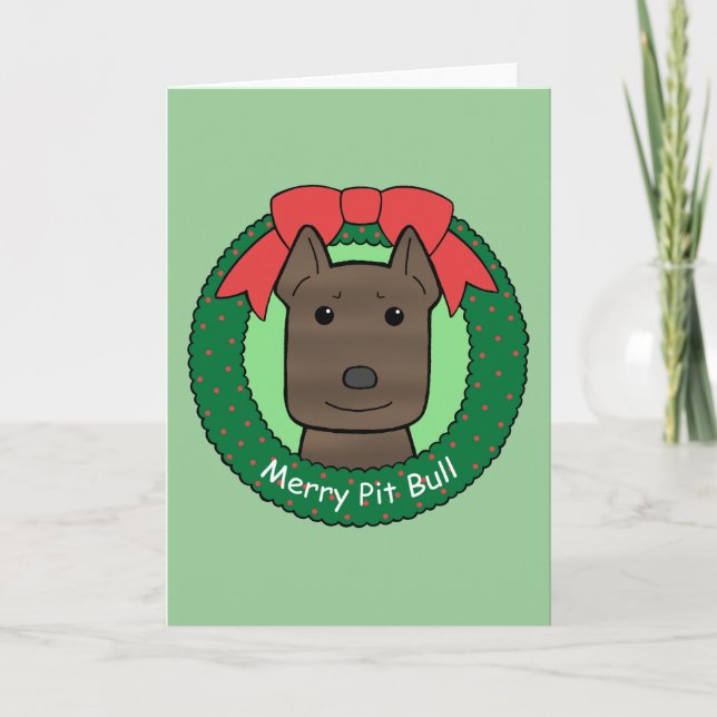 Pitbull Christmas Holiday Card (Front)