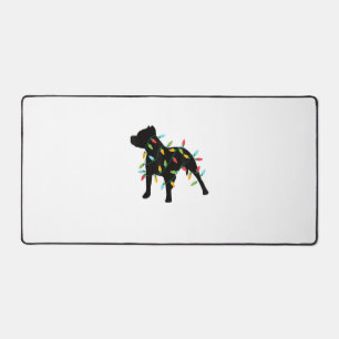 Pitbull Christmas Lights Christmas Gift Dog Lover Desk Mat