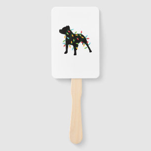 Pitbull Christmas Lights Christmas Gift Dog Lover Hand Fan