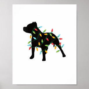 Pitbull Christmas Lights Christmas Gift Dog Lover  Poster