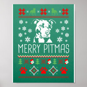Pitbull Christmas Lovers Merry Pitmas Ugly Christm Poster