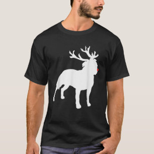 Pitbull Christmas Nosed Reindeer Pitbull Santa Dog T-Shirt