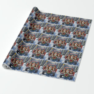 Pitbull Christmas Red Truck Holiday Wrapping Paper
