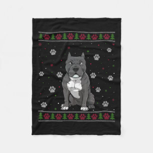 Pitbull Christmas Sweater Xmas Pet Animal Dog Love Fleece Blanket