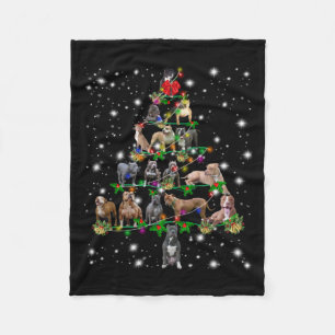 Pitbull Christmas Tree Covered By Flashlight Fleece Blanket