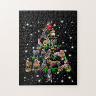 Pitbull Christmas Tree Covered By Flashlight Jigsaw Puzzle