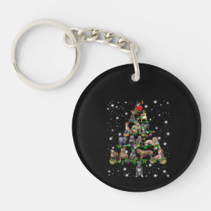 Pitbull Christmas Tree Covered By Flashlight Key Ring