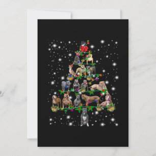 Pitbull Christmas Tree Covered By Flashlight Thank You Card