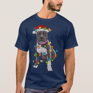Pitbull Christmas Tree Light Pajama Dog Lover Xmas T-Shirt