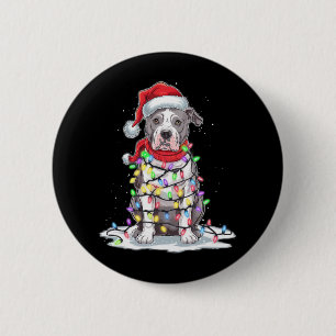 Pitbull Christmas Tree Santa Hat Lights Xmas Dog L 6 Cm Round Badge