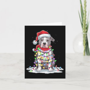 Pitbull Christmas Tree Santa Hat Lights Xmas Dog L Card
