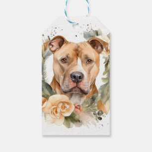 Pitbull Christmas Wreath Festive Pup Gift Tags