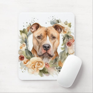 Pitbull Christmas Wreath Festive Pup Mouse Mat