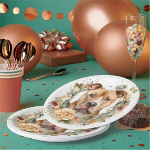 Pitbull Christmas Wreath Festive Pup Paper Plate