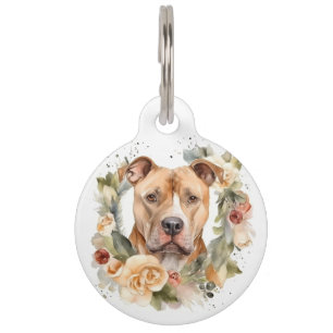 Pitbull Christmas Wreath Festive Pup Pet Tag
