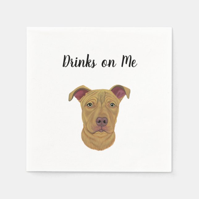 Pitbull Cocktail Napkins (Front)