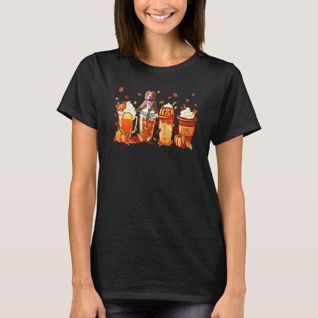 Pitbull Coffee Drink Pumpkin Spice Latte Autumn Fa T-Shirt (Front)