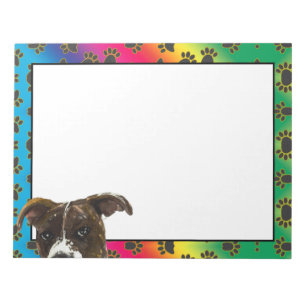 Pitbull colorful dog paw pattern notepad