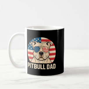 Pitbull Dad Aamerican Flag Patriotic Dog Owner Coffee Mug