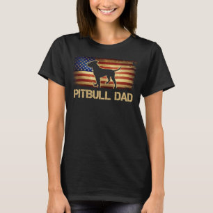 Pitbull Dad American Flag Patriotic Dog T-Shirt