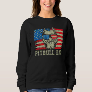 Pitbull Dad American Pit Bull Dog Us Flag 4th Of J Sweatshirt