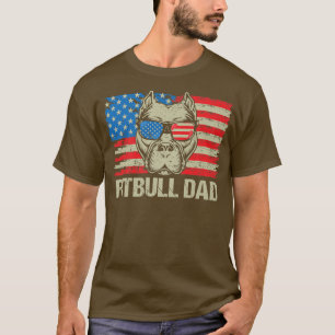 Pitbull Dad American Pit Bull Dog US Flag 4th Of J T-Shirt