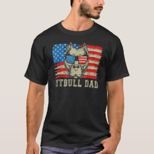 Pitbull Dad American Pit Bull Dog Us Flag 4th Of J T-Shirt