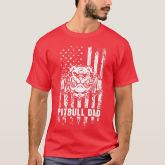 Pitbull Dad American Pit Bull Dog US Flag 4th Of J T-Shirt