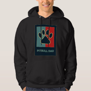 Pitbull Dad Cool Retro Pit Bull Dog Lover Paw Hoodie