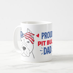 Pitbull Dad Patriotic American Flag Dog Pit Bull   Coffee Mug