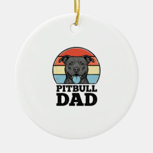 Pitbull Dad Vintage Dog Lover Shirt Design (2)_1 Ceramic Tree Decoration