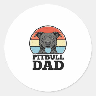 Pitbull Dad Vintage Dog Lover Shirt Design (2)_1 Classic Round Sticker