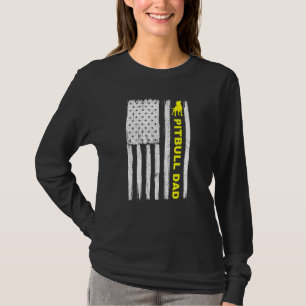 Pitbull Dad Vintage Patriotic with American Flag 1 T-Shirt
