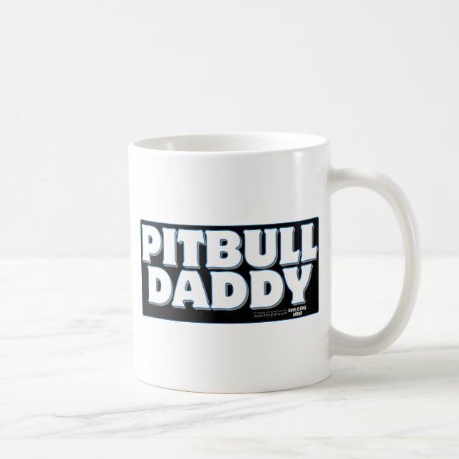 PITBULL DADDY Black Background Coffee Mug (Right)