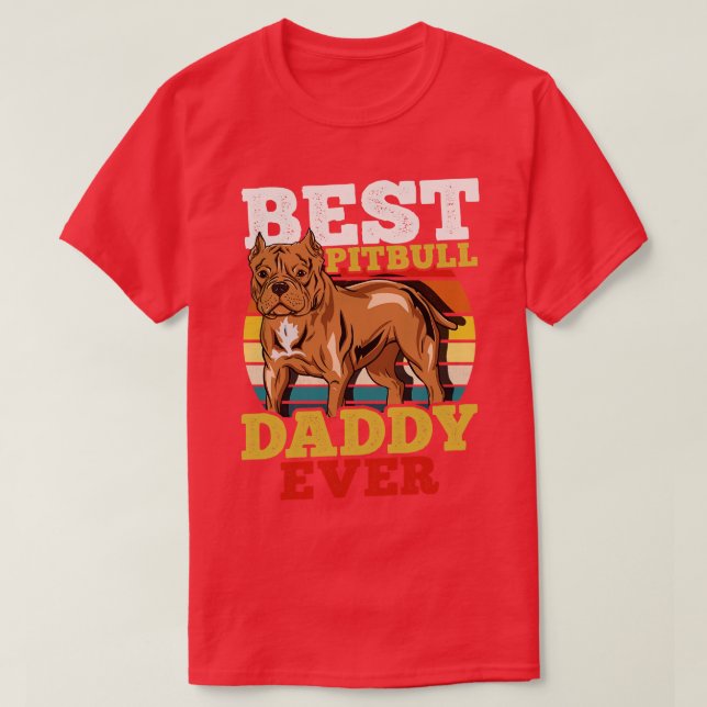 Pitbull Daddy Dog Dad Fathers Day Retro T-Shirt (Design Front)