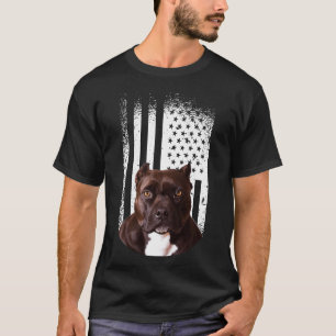 Pitbull Dog American Flag Pitbull Terrier Dog Love T-Shirt