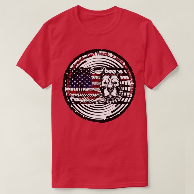 pitbull dog american flag T-Shirt (Design Front)