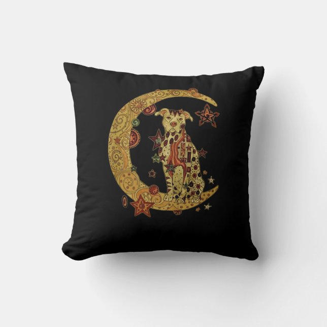 Pitbull dog and moon cushion (Front)