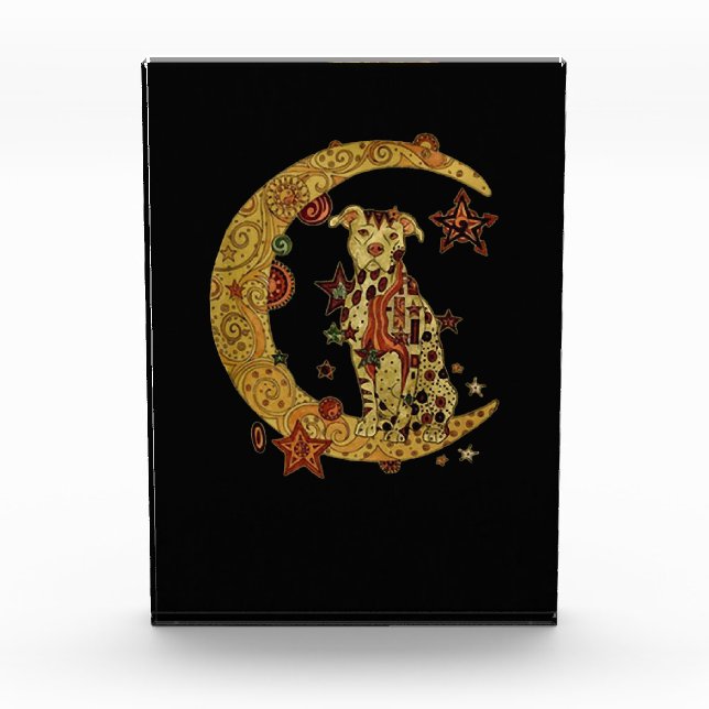 Pitbull dog and moon photo block (Front)