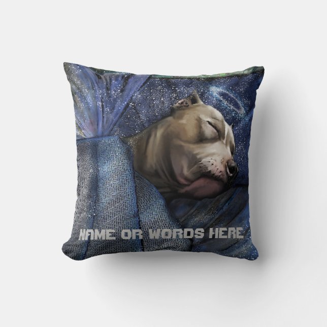 Pitbull Dog Angel Sympathy Loss Condolence Cushion (Front)