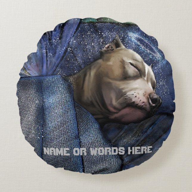 Pitbull Dog Angel Sympathy Loss Condolence Round Cushion (Front)