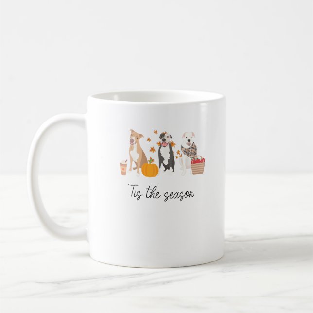 Pitbull Dog Autumn Fall Thanksgiving Tis The Seaso Coffee Mug (Left)