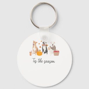 Pitbull Dog Autumn Fall Thanksgiving Tis The Seaso Key Ring