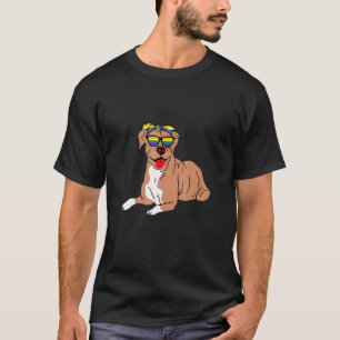Pitbull Dog Bandanna Lgbtq Rainbow Flag Gay Pride T-Shirt