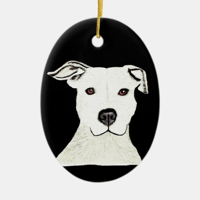 Pitbull dog breed ceramic tree decoration (Front)