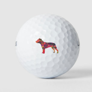 Pitbull Dog Breed Silhouette Geometric Multi Golf Balls