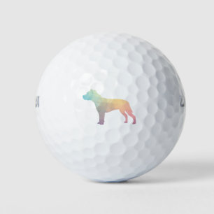 Pitbull Dog Breed Silhouette Geometric Pastel Golf Balls