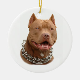 Pitbull dog ceramic tree decoration